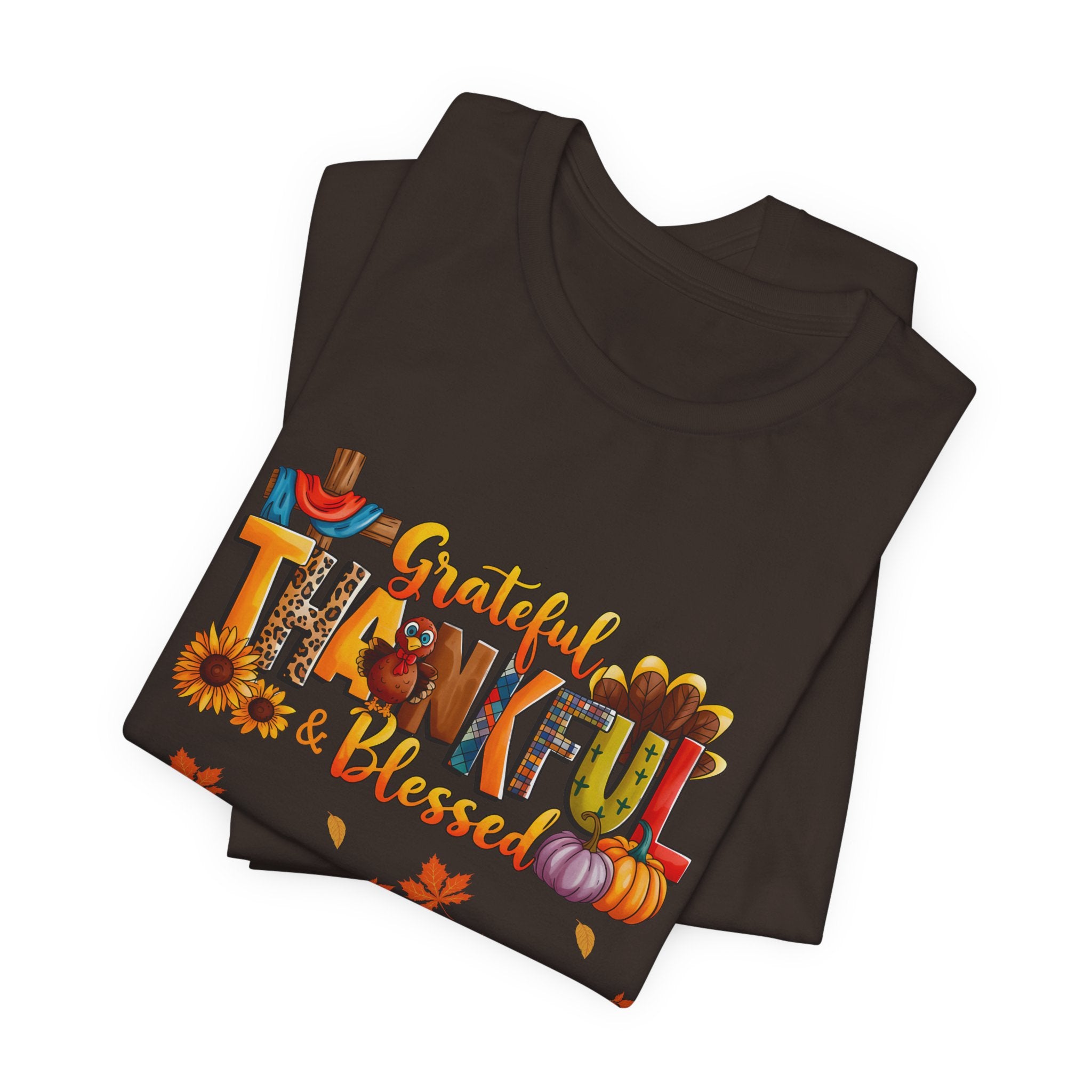 Grateful Thankful Blessed T-Shirt |Unisex Seasonal Gift for Family & Friends