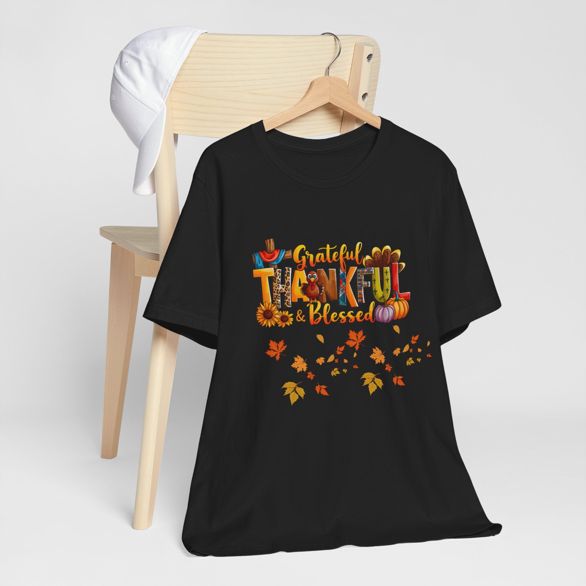 Grateful Thankful Blessed T-Shirt |Unisex Seasonal Gift for Family & Friends