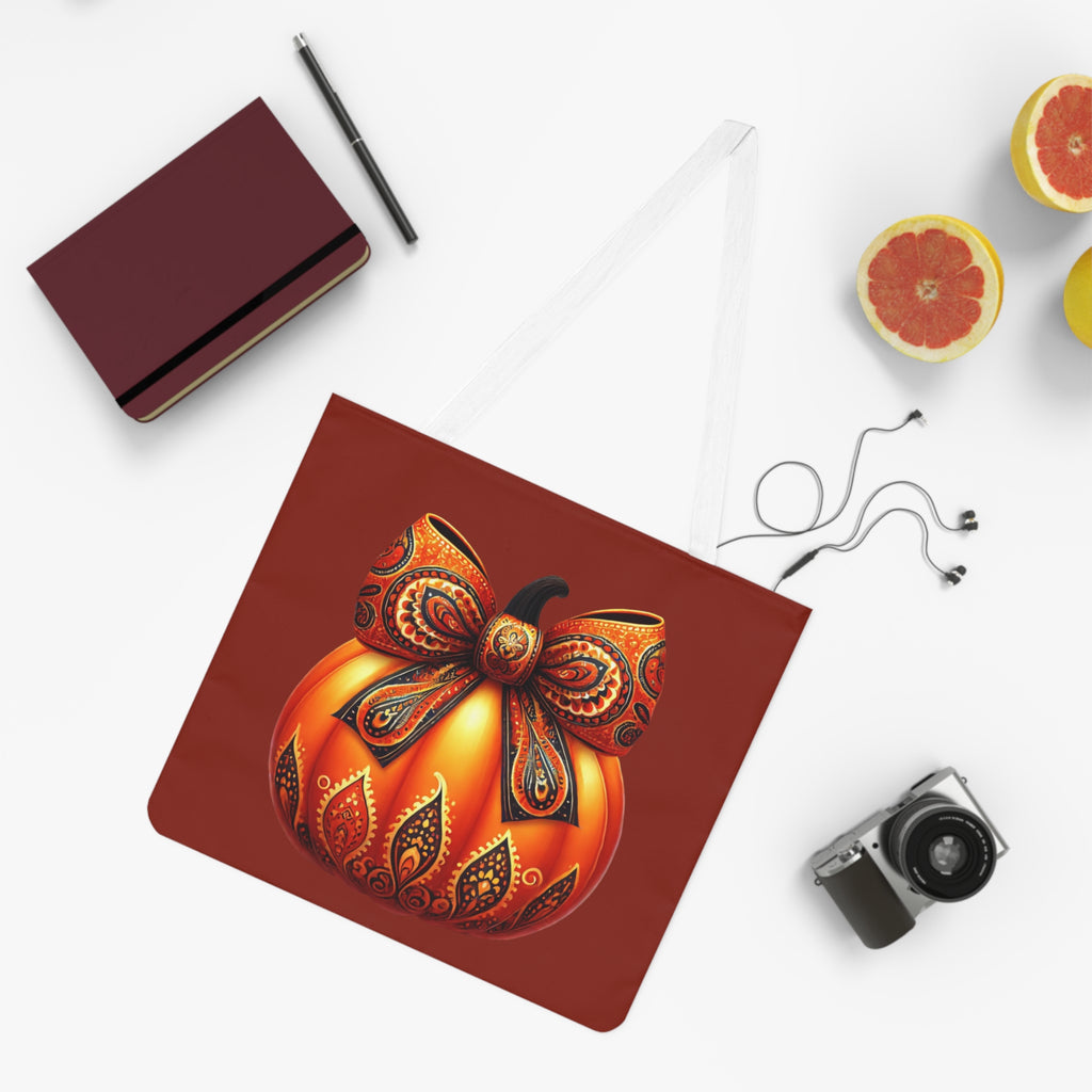 Paisley Pumpkin Tote Bag – Autumn All-Over Print Carryall, Stylish Fall Accessory