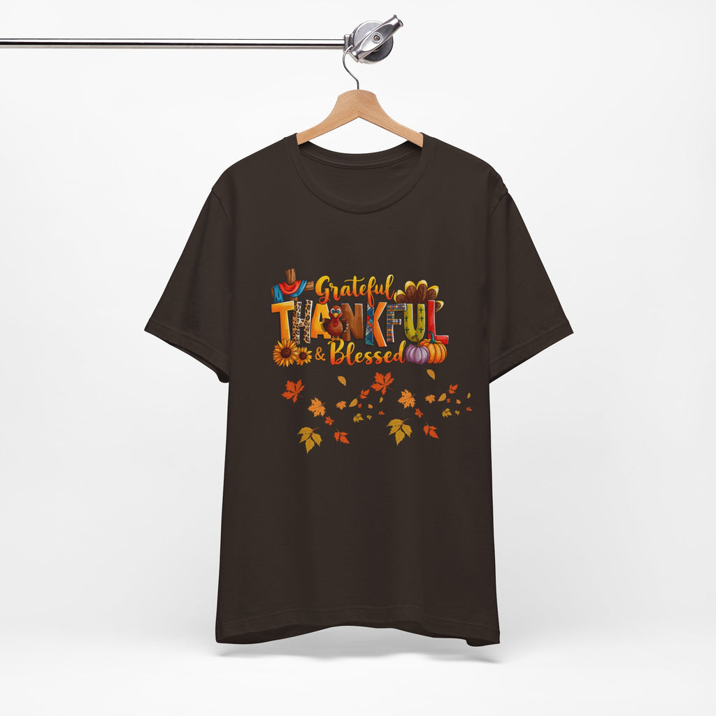 Grateful Thankful Blessed T-Shirt |Unisex Seasonal Gift for Family & Friends