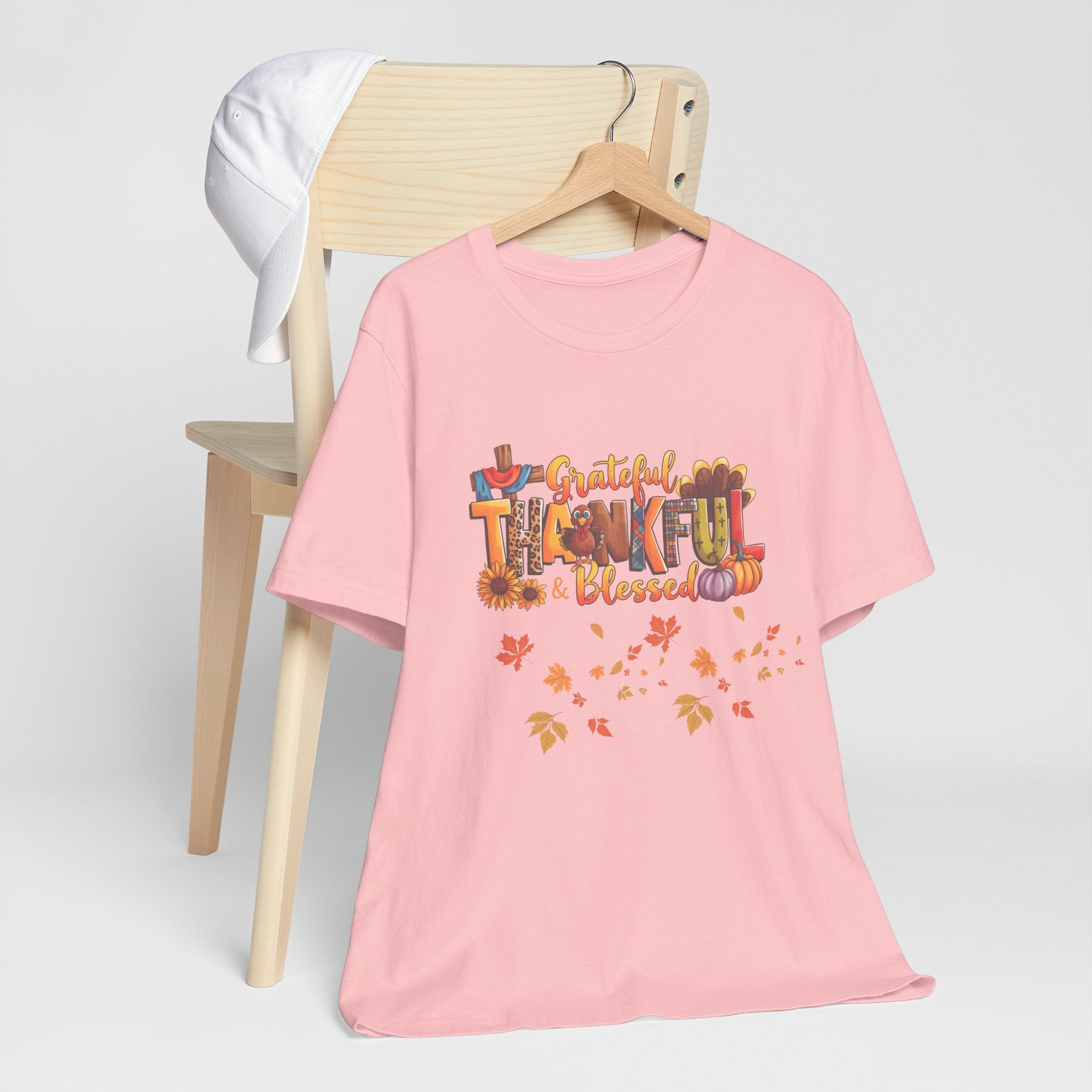 Grateful Thankful Blessed T-Shirt |Unisex Seasonal Gift for Family & Friends