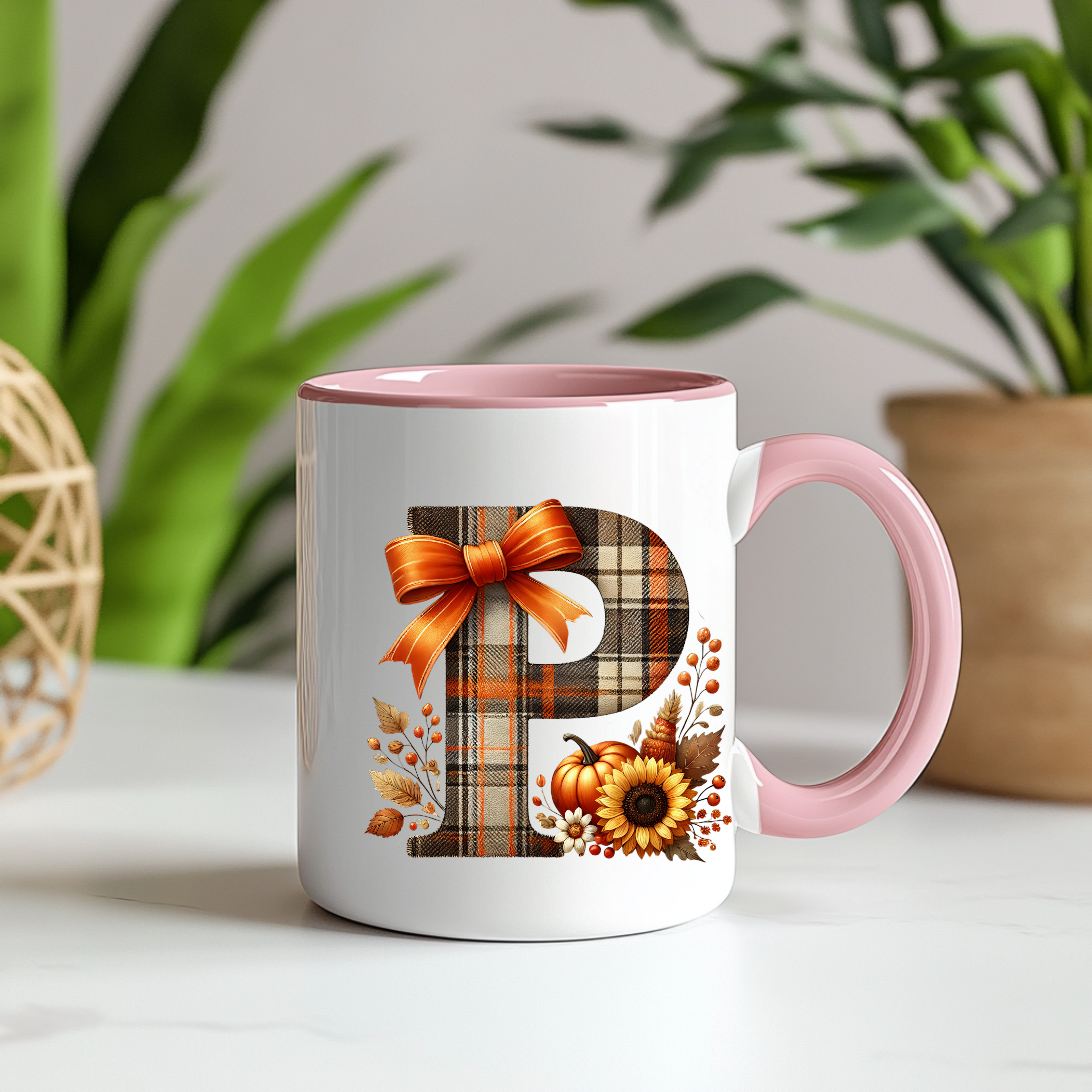 Custom Fall Coffee Mug | Personalized Initial A–Z | Cozy Autumn Drinkware & Seasonal Decor