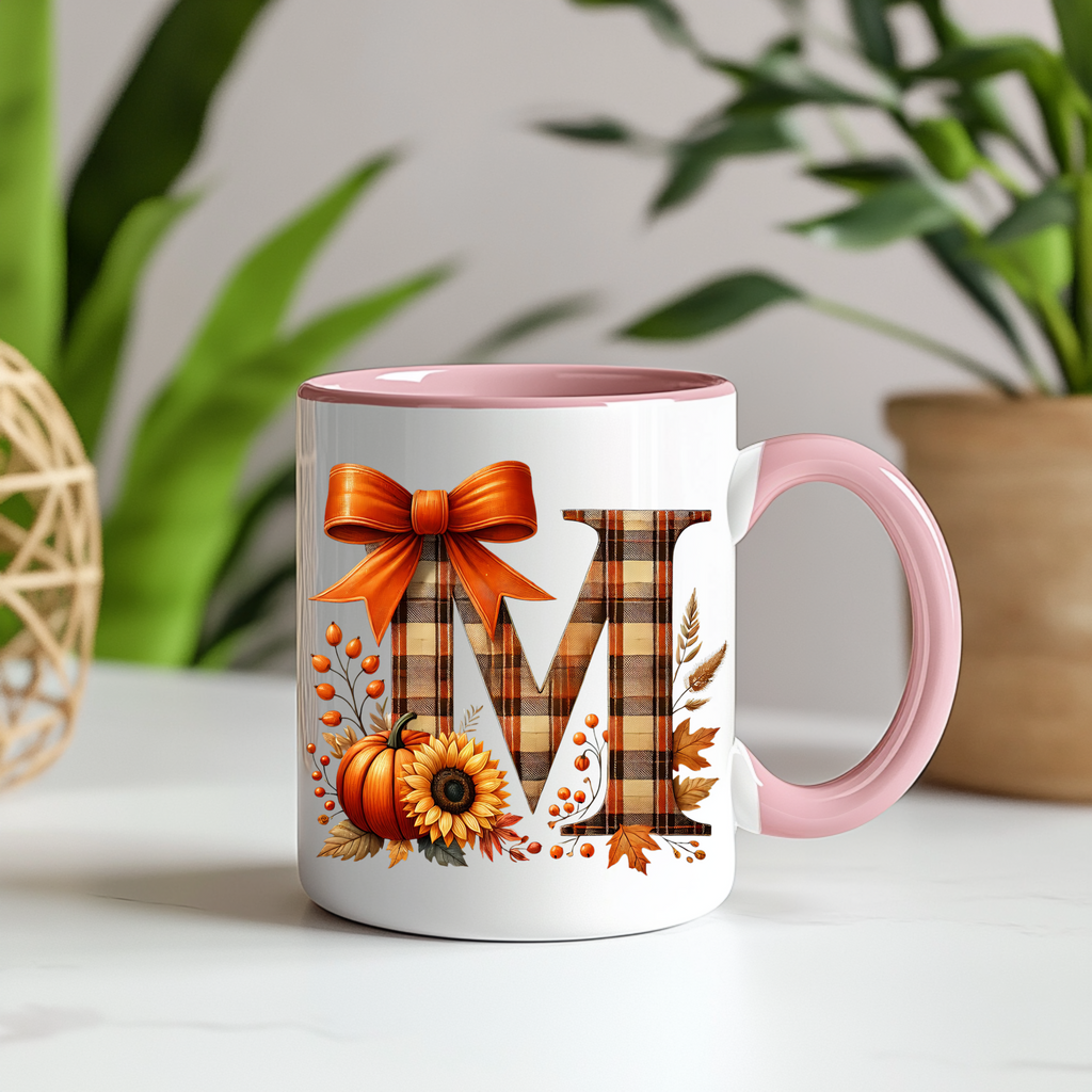Thanksgiving Coffee Mug | Personalized Letter Mug A–Z | Cozy Thanksgiving Gift Idea|Seasonal Gift for Coffee & Tea Lovers