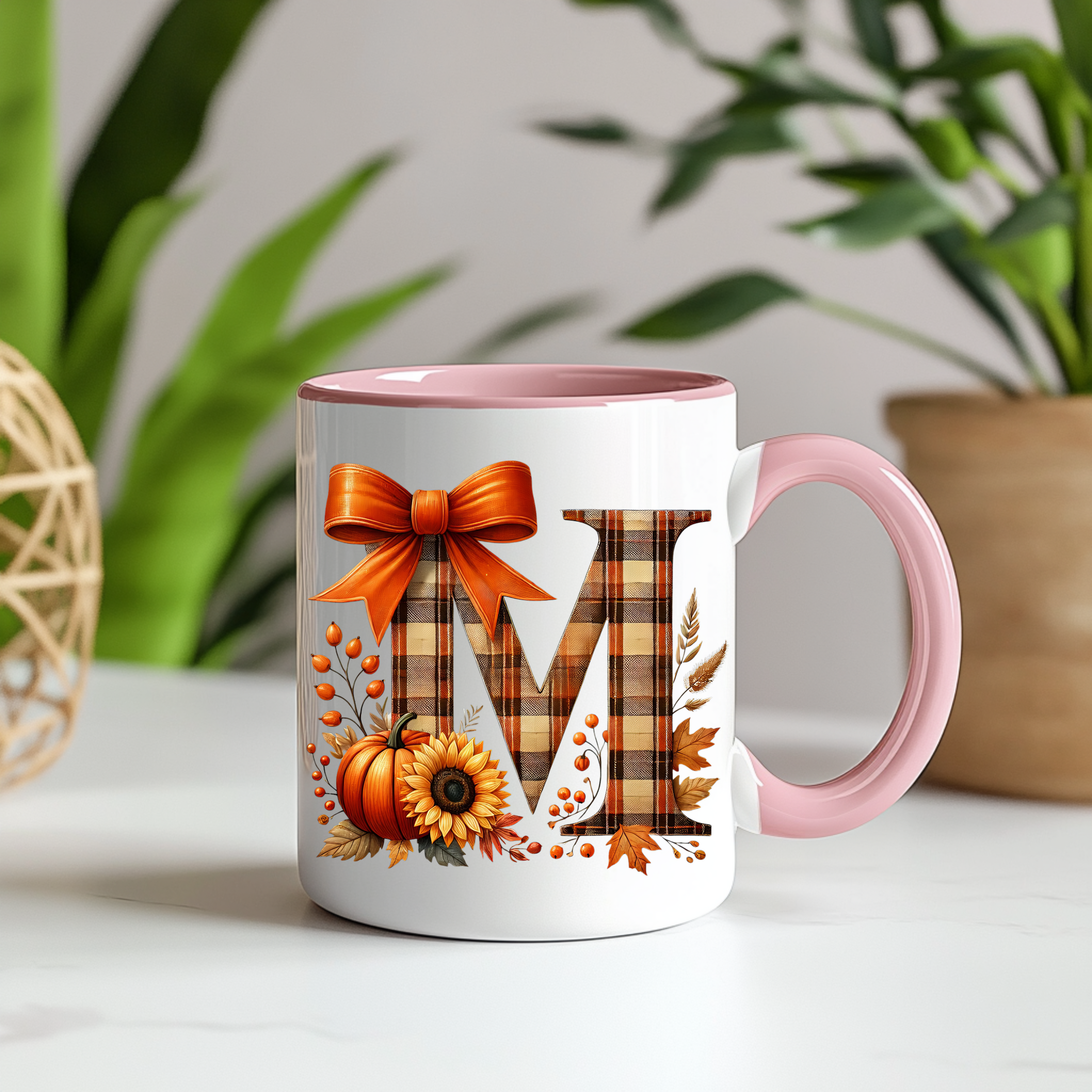 Thanksgiving Coffee Mug | Personalized Letter Mug A–Z | Cozy Thanksgiving Gift Idea|Seasonal Gift for Coffee & Tea Lovers