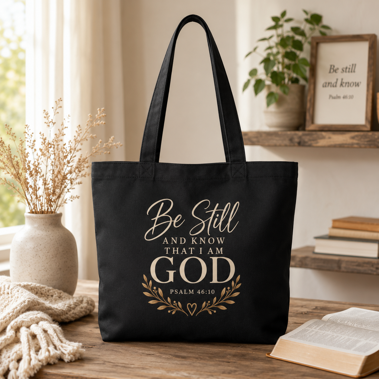Be Still and Know Christian Tote Bag