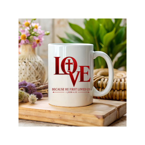 LOVE Christian Mug | 1 John 4:19 Faith Coffee Mug