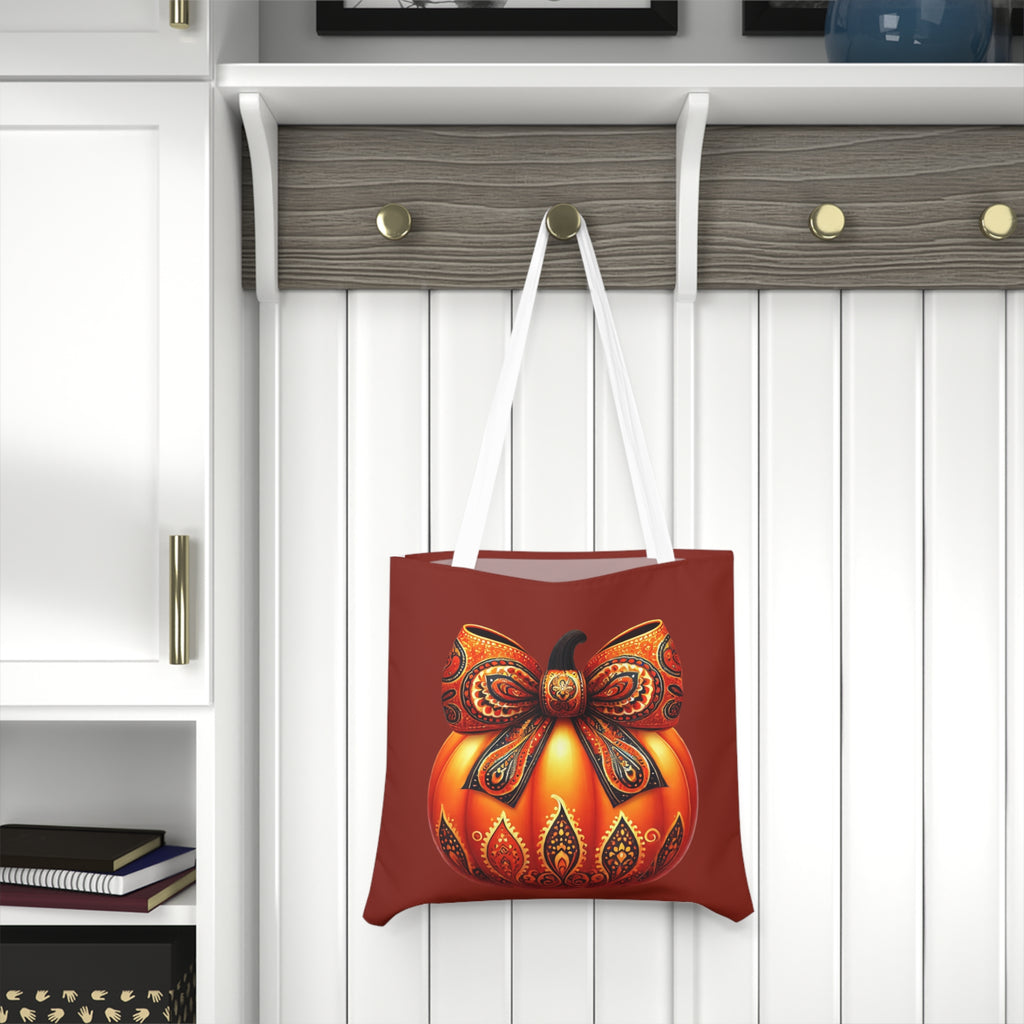 Paisley Pumpkin Tote Bag – Autumn All-Over Print Carryall, Stylish Fall Accessory