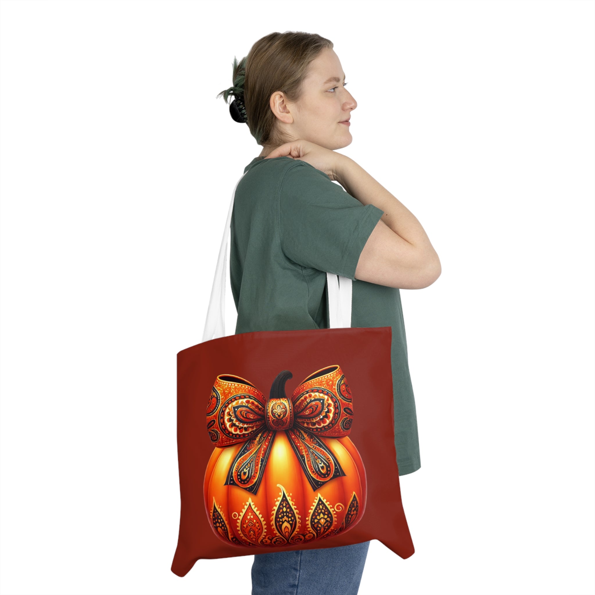 Paisley Pumpkin Tote Bag – Autumn All-Over Print Carryall, Stylish Fall Accessory