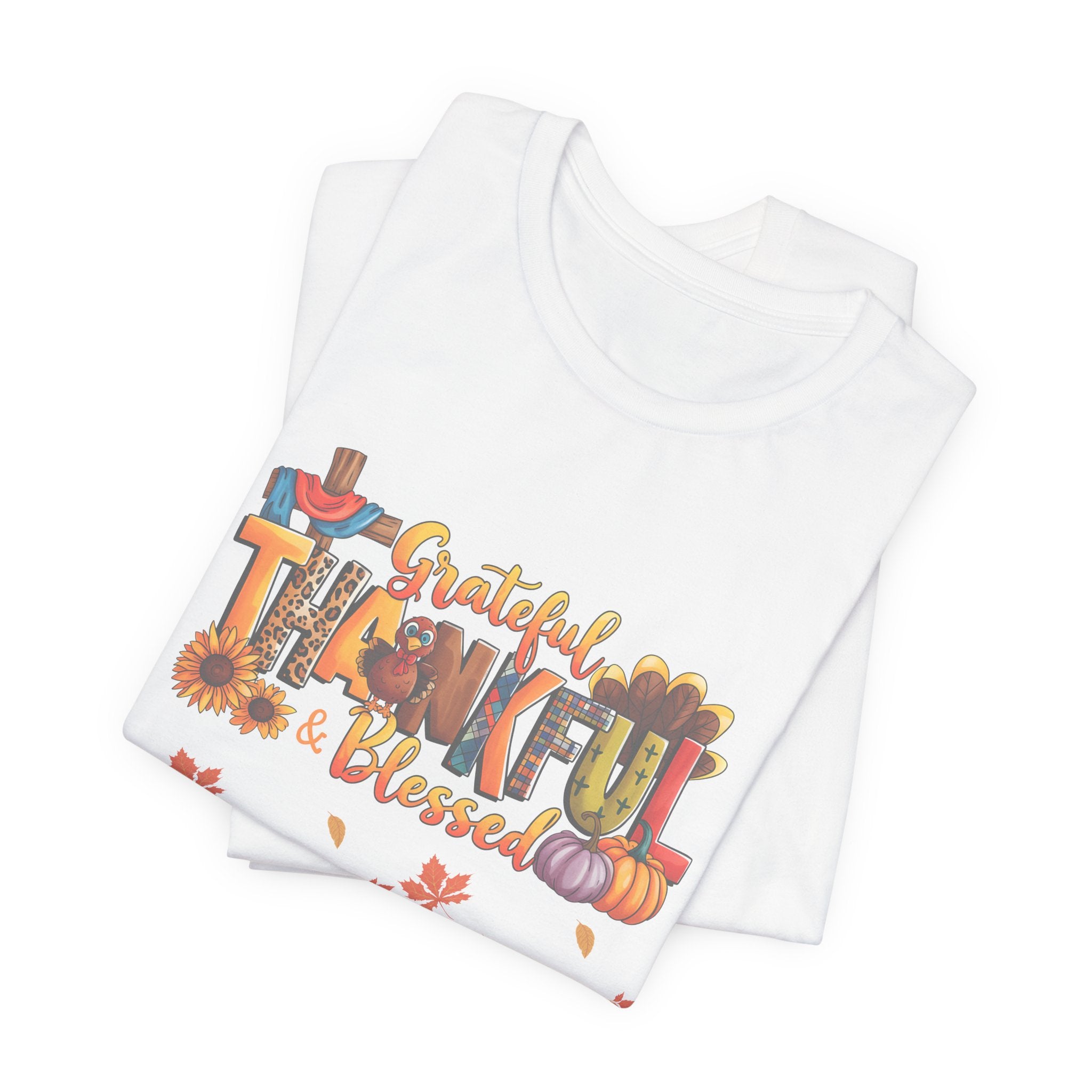Grateful Thankful Blessed T-Shirt |Unisex Seasonal Gift for Family & Friends