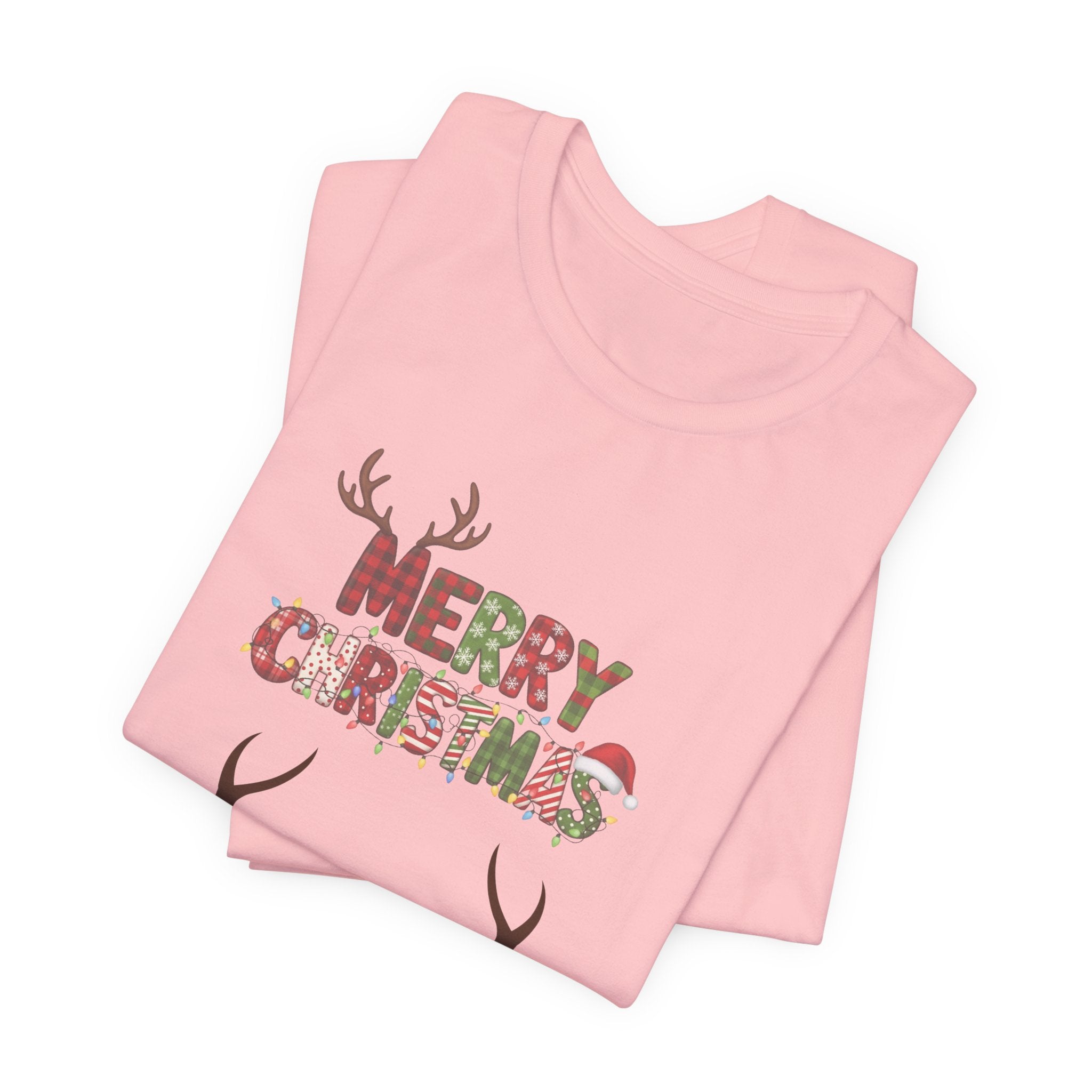 Merry Christmas Antler Tee, Festive T-Shirt, Holiday Apparel, Unisex Xmas Shirt, Christmas Gift, Winter Wear